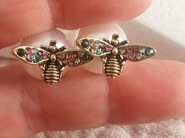Pendientes abejita de colores y perlas