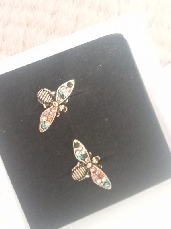 Pendientes abejita de colores y perlas - Imagen 2