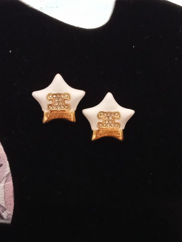 Pendientes estrella dorada y blanca Celine - Imagen 4