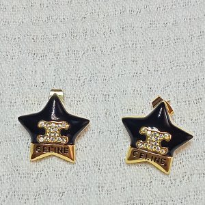 Pendientes negros y dorados estrella Celine