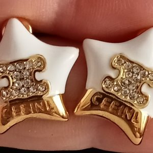 Pendientes estrella dorada y blanca Celine