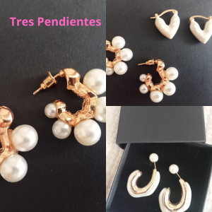 Lote de tres pendientes de diferentes formas.