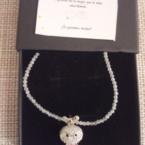 Gargantilla conejito con piedra rosa