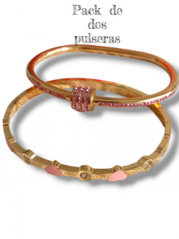 Pack de dos pulseras de lujo en doradas