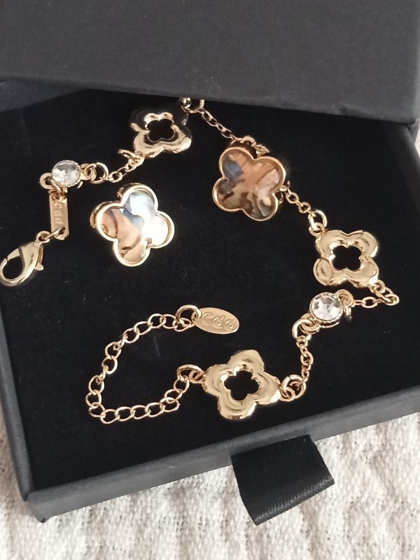 Set dorado que enamora: pulsera + pendientes con trébol 🍀