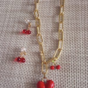 Conjunto collar y pendientes cerezas
