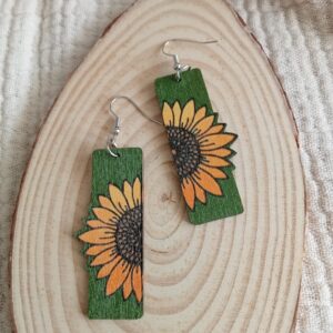 Pendientes madera Girasol