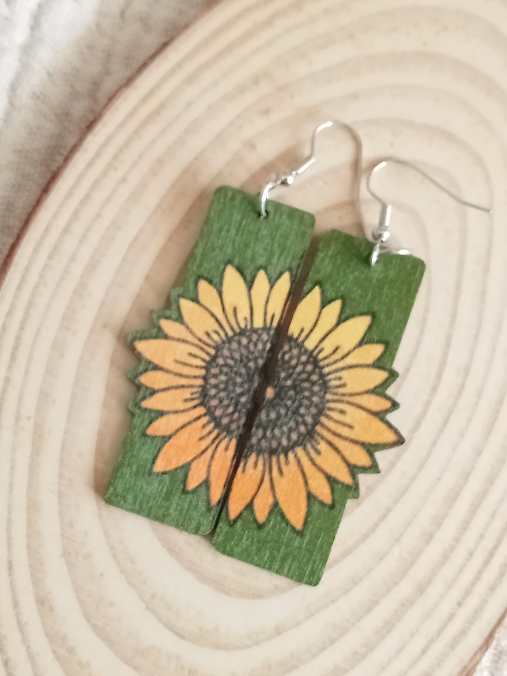 Pendientes madera Girasol - Imagen 3