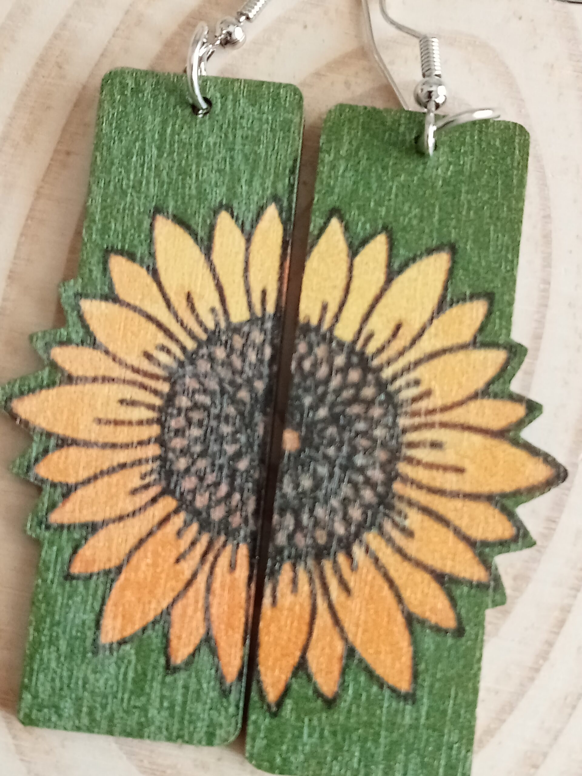 Pendientes madera Girasol - Imagen 2